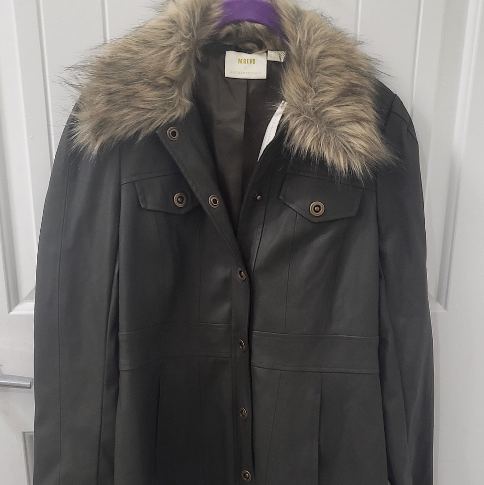 Maxima Black Faux Fur Collar Coat